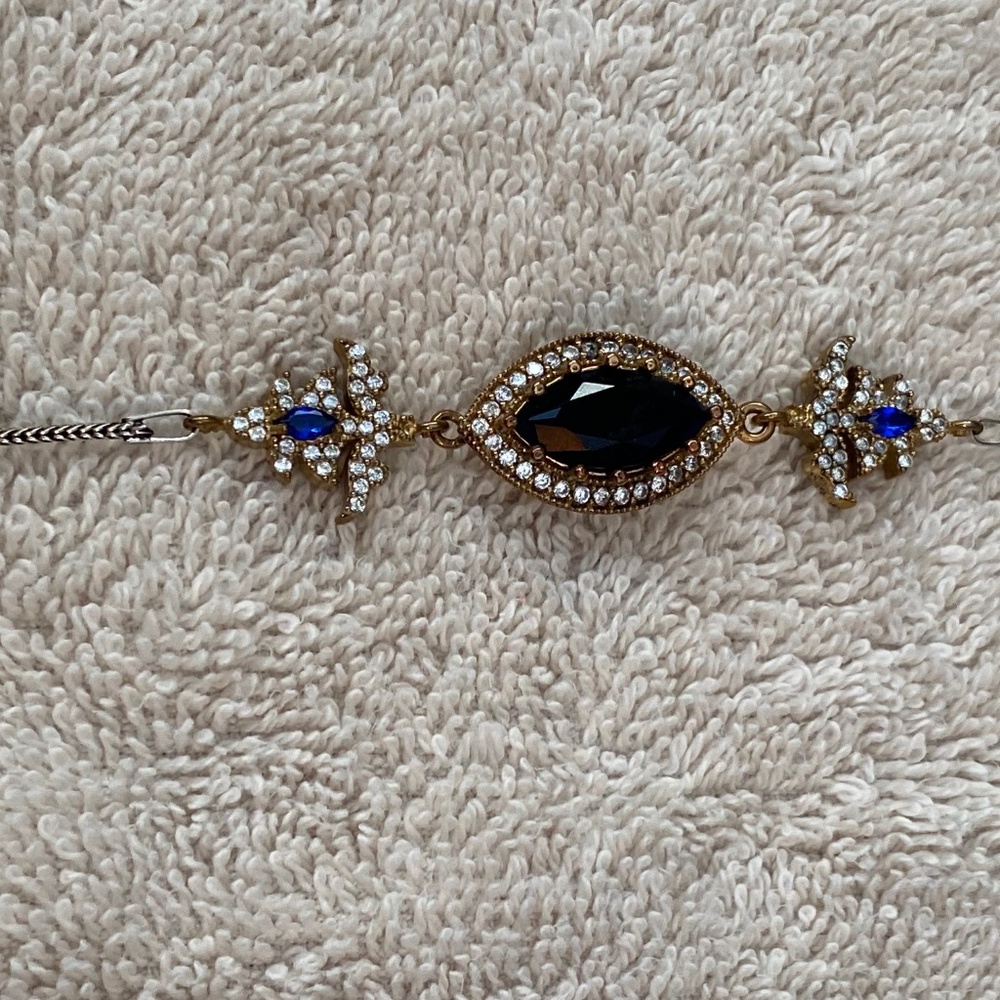 Fantastic Blue & White Sapphire Sterling Silver bracelet Marked 925. Bling